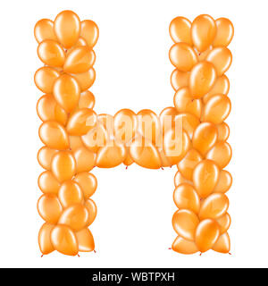 Lettre H Orange à partir de ballons d'hélium partie d'alphabet anglais. Banque D'Images