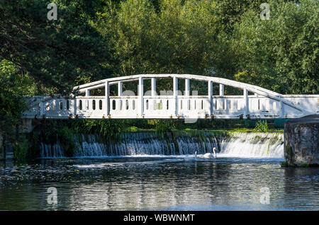 Passerelle sur rivière Cam Weir à appâts Bite Lock Milton Cambridge 2019 Banque D'Images