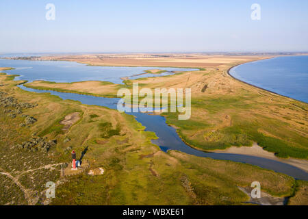 Tuzly Lagunes Parc Naturel National, vue aérienne, l'Ukraine du Sud Banque D'Images