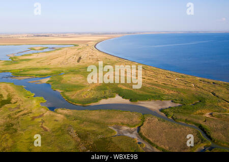 Tuzly Lagunes Parc Naturel National, vue aérienne, l'Ukraine du Sud Banque D'Images