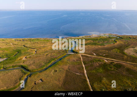 Tuzly Lagunes Parc Naturel National, vue aérienne, l'Ukraine du Sud Banque D'Images