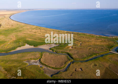 Tuzly Lagunes Parc Naturel National, vue aérienne, l'Ukraine du Sud Banque D'Images