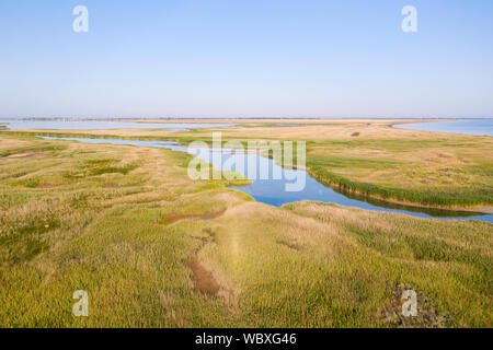 Tuzly Lagunes Parc Naturel National, vue aérienne, l'Ukraine du Sud Banque D'Images