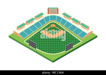 Un vecteur illustration de stade de baseball isométrique Illustration de Vecteur
