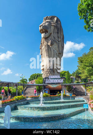 La statue du Merlion, symbole de Singapour, sur l'île de Sentosa, Singapour Banque D'Images