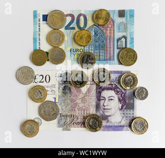 Euro et monnaie britannique Banque D'Images