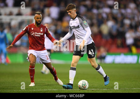 NOTTINGHAM, Angleterre 27 AOÛT Max Oiseau (41) de Derby County au cours de la 2ème tour de la Coupe du buffle match entre Nottingham Forest et Derby County au rez-de-ville de Nottingham, le mardi 27 août 2019. (Crédit : Jon Hobley | MI News) usage éditorial uniquement, licence requise pour un usage commercial. Aucune utilisation de pari, de jeux ou d'un seul club/ligue/dvd publications. Photographie peut uniquement être utilisé pour les journaux et/ou magazines des fins éditoriales Crédit : MI News & Sport /Alamy Live News Banque D'Images