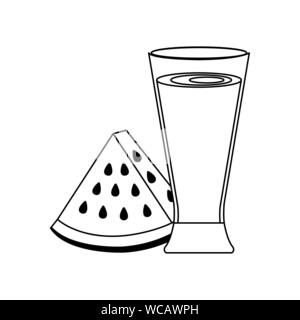 Verre à jus de fruit pastèque fraîche Illustration de Vecteur