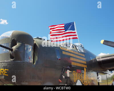 Rassemblement de WW 2 warbirds à Wall Township, New Jersey airfield en août de 2019. Au champ était un B-24, B-25, B-17 et un P-51 Mustang. Banque D'Images