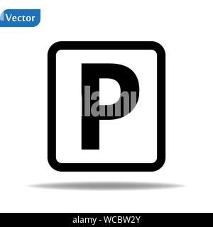 L'icône du parc noir signe, symbole de la route. Parking Un parking public rue place l'icône. Illustration de Vecteur