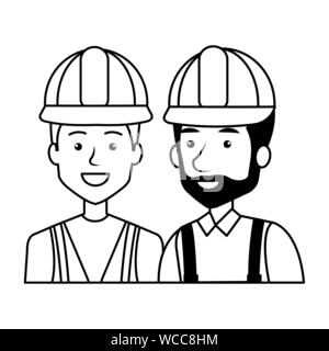 Constructeurs constructeurs avec caractères casques Illustration de Vecteur