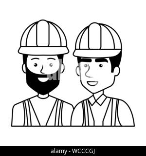 Constructeurs constructeurs avec caractères casques Illustration de Vecteur