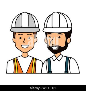 Constructeurs constructeurs avec caractères casques Illustration de Vecteur