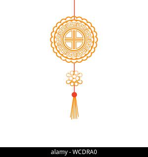 Mandala chinois icône suspendu décoratif Illustration de Vecteur