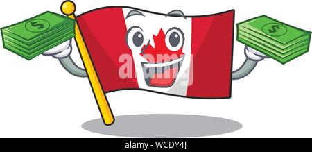 Avec de l'argent canadien drapeau sac est stocké cartoon placard Illustration de Vecteur