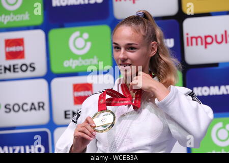 Daria Bilodid Champion d'Ukraine au cours de la Championnat du monde de judo 2019 Tokyo Women's 48kg Catégorie remise de médaille au Nippon Budokan à Tokyo, Japon le 25 août 2019. Credit : Hitoshi Mochizuki/AFLO/Alamy Live News Banque D'Images