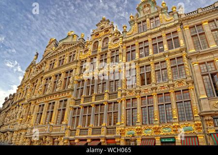 Doré orné bâtiments dans la Grande Place, Bruxelles, Belgique. Banque D'Images