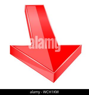 Flèche vers le bas. 3d panneau rouge Illustration de Vecteur