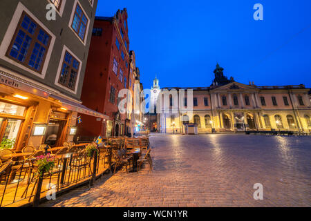 Bourse, le Musée Nobel, la place Stortorget, Gamla Stan, Stockholm, Suède Banque D'Images