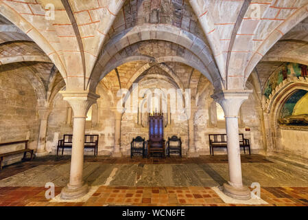 Aragon, Espagne - 11 août 2019 : l'intérieur du célèbre monastère cistercien de Veruela, en Aragon, Espagne . Banque D'Images