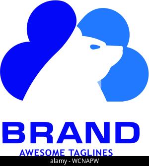 creative simple bear cloud technology logo vector concept Illustration de Vecteur