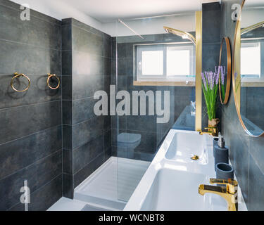 Salle de bains moderne dans maison de caractère. Banque D'Images