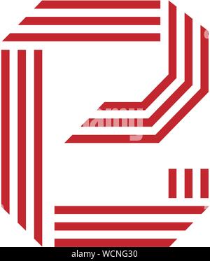 Creative lettre initiale e avec trois bandes concept logo géométrique Illustration de Vecteur