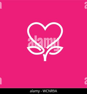 Cœur créatif ou l'amour fait à partir de feuilles vert logo Vector Illustration de Vecteur