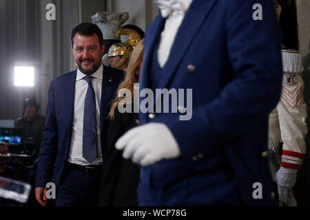 Rome, Italie. Août 28, 2019. Matteo Salvini Parti Lega Nord 28 août 2019 Rome. Quirinal. Consultation avec le président de la République pour le nouveau Gouvernement de la deuxième journée. Foto Samantha Zucchi Insidefoto insidefoto Crédit : srl/Alamy Live News Banque D'Images