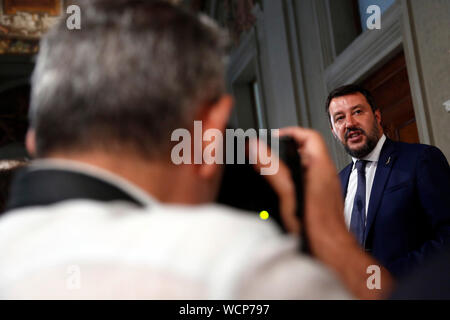 Rome, Italie. Août 28, 2019. Matteo Salvini Parti Lega Nord 28 août 2019 Rome. Quirinal. Consultation avec le président de la République pour le nouveau Gouvernement de la deuxième journée. Foto Samantha Zucchi Insidefoto insidefoto Crédit : srl/Alamy Live News Banque D'Images