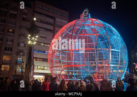 Décoration de Noël dans la région de Vigo, Galice, Espagne Banque D'Images