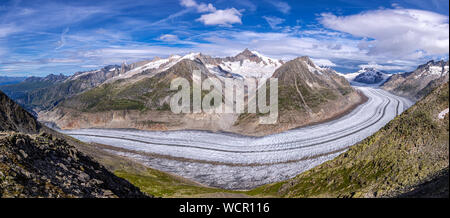 Le grand glacier d'Aletsch, Canton du Valais, Suisse Banque D'Images