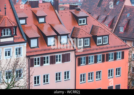 Vue aérienne de maisons à Nuremberg, en Franconie en Bavière Banque D'Images