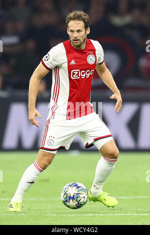 28 août 2019 Amsterdam, pays-Bas Soccer, Champions League Play-off Ajax / Apoel Nicosie 28-08-2019: Voetbal: Ajax / APOEL Nicosie: Amsterdam L-R: Daley Blind of Ajax Banque D'Images