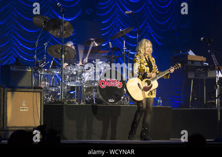 Le 27 août 2019, Chula Vista, Californie, États-Unis : Nancy Wilson, de la coeur de rock band sur scène effectue pendant leur Amour Vivant Tour à Île du Nord Credit Union amphithéâtre. (Crédit Image : © Alfred KC/Zuma sur le fil) Banque D'Images