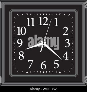 Horloge murale noir carré. Décor à la maison. Vector illustration Illustration de Vecteur