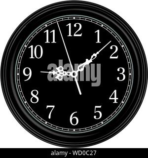 Horloge murale ronde noire. Décor à la maison. Vector illustration Illustration de Vecteur