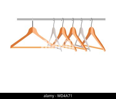 Un ensemble de cintres pour les vêtements sur un fond blanc. Vector illustration. Illustration de Vecteur