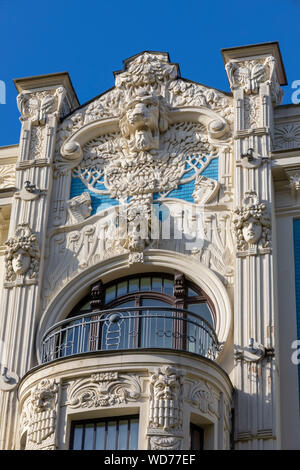Bâtiment Art Nouveau sur l'Alberta iela, Riga, Lettonie, en Europe du Nord, Banque D'Images