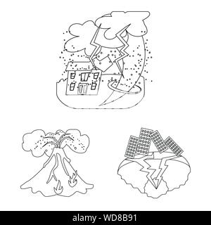Vector illustration de cataclysme et symbole de catastrophe. Ensemble de cataclysme et icône vecteur apocalypse pour stock. Illustration de Vecteur