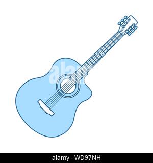 L'icône de la guitare acoustique. Fine ligne de remplissage bleu avec Design. Vector Illustration. Illustration de Vecteur