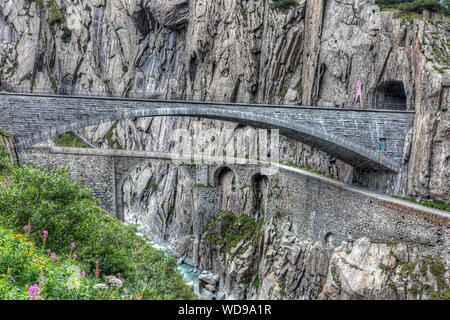 Pont du Diable, Andermatt, Uri, Suisse, Europe Banque D'Images