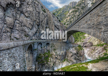 Pont du Diable, Andermatt, Uri, Suisse, Europe Banque D'Images