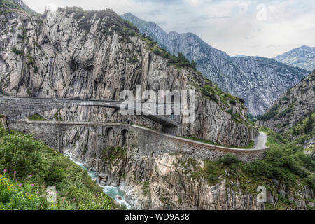 Pont du Diable, Andermatt, Uri, Suisse, Europe Banque D'Images