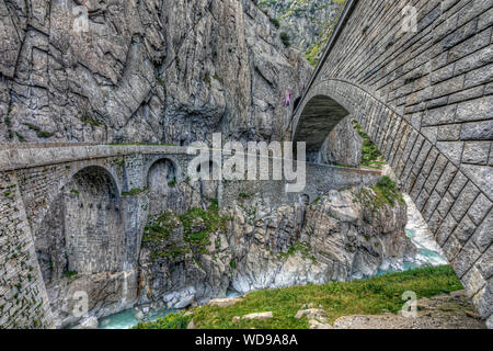 Pont du Diable, Andermatt, Uri, Suisse, Europe Banque D'Images