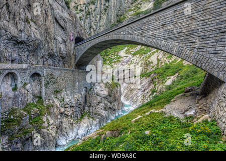 Pont du Diable, Andermatt, Uri, Suisse, Europe Banque D'Images