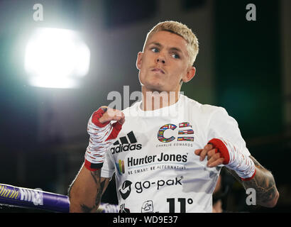 Charlie Edwards au cours de l'entraînement à York Hall, Londres Banque D'Images