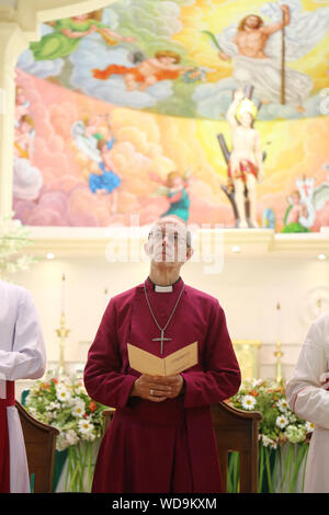 Negombo, Sri Lanka. Août 29, 2019. L'archevêque de Canterbury, Justin Welby prononce un discours à la mémoire des victimes de l'attaque le dimanche de Pâques à l'église Saint-Sébastien dans Katuwapitiya village, Negombo, Sri Lanka, août. 29, 2019. Credit : Pradeep Dambarage/ZUMA/Alamy Fil Live News Banque D'Images