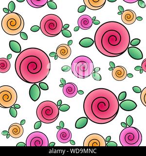 Modèle sans couture avec de belles roses. Image d'un bouquet de roses. Vector EPS10. Masque de découpe appliquée. Illustration de Vecteur