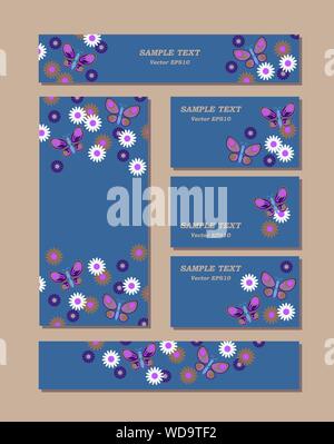 Les modèles de fleurs de différentes tailles avec des papillons, des marguerites et barbeaux. Pour Pâques romantique et design. Illustration vecteur EPS10 Illustration de Vecteur